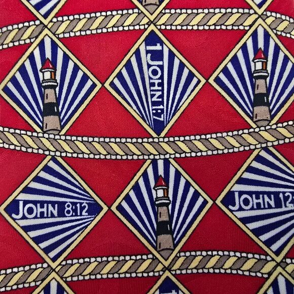 Men' Lighthouse Religious Tie Red 4x60 - Picture 2 of 6